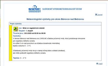 FOTO: V noci hrozia v našom kraji prvé prízemné mrazy 