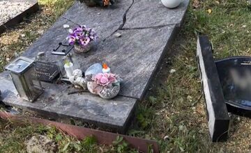 FOTO: Padnutý strom porušil náhrobný kameň na cintoríne v Trenčíne 