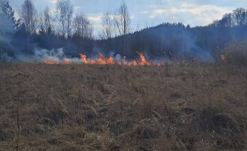 FOTO: V Handlovej horel trávnatý porast, vyžiadal si zásah mestkých policajtov aj hasičov
