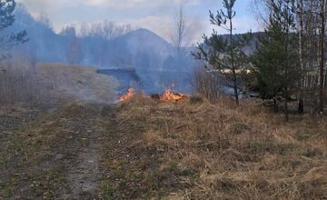 FOTO: V Handlovej horel trávnatý porast, vyžiadal si zásah mestkých policajtov aj hasičov